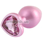 Анальная пробка с розовым кристаллом Matrix Mont Candy Pink Heart Gem Plug M, розовая - Фото №1