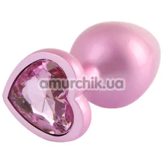 Анальна пробка з рожевим кристалом Matrix Mont Candy Pink Heart Gem Plug M, рожева - Фото №1