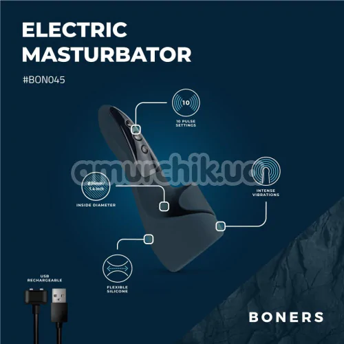 Мастурбатор Boners Electric Masturbator, синій