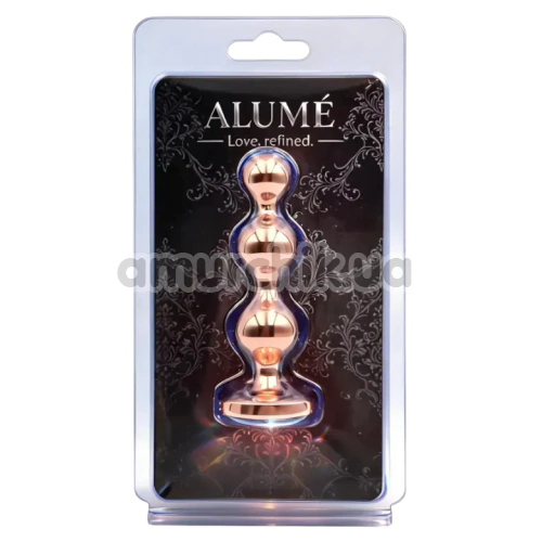Анальна пробка з рожевим кристалом Alume Metal Beaded Plug S, бронзова