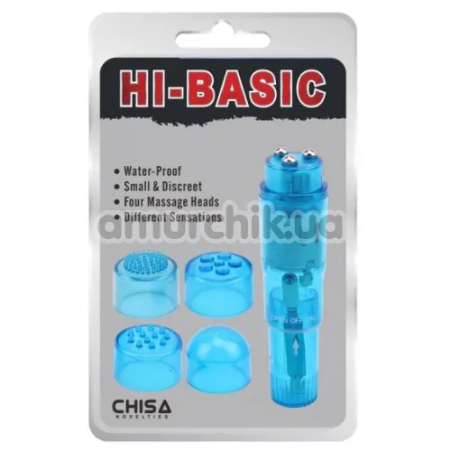 Кліторальний вібратор з насадками Hi-Basic, блакитний