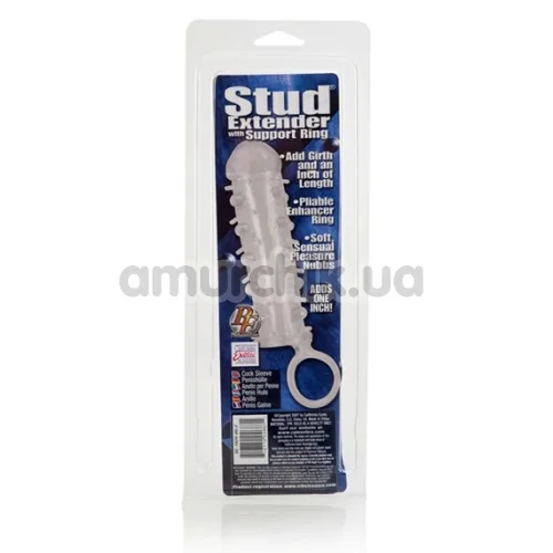 Насадка на пеніс Stud Extender With Support Ring, прозора