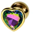 Анальна пробка з райдужним кристалом Alume Metal Heart Plug S, золота - Фото №3