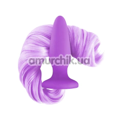 Анальная пробка с фиолетовым хвостом Unicorn Tails Pastel, фиолетовая - Фото №1
