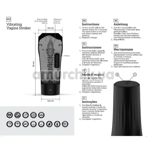Мастурбатор с вибрацией Virgite Vibrating Vagina Stroker M2, телесный