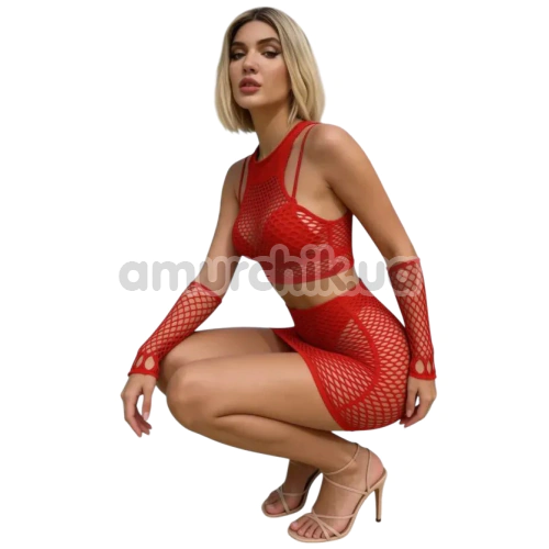 Комплект Star Night Mesh Set, червоний: топ + спідниця