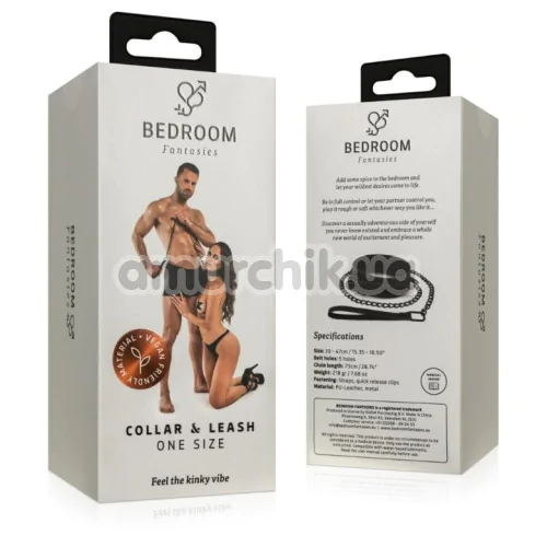 Ошейник с поводком Bedroom Fantasies Collar & Leash, черный