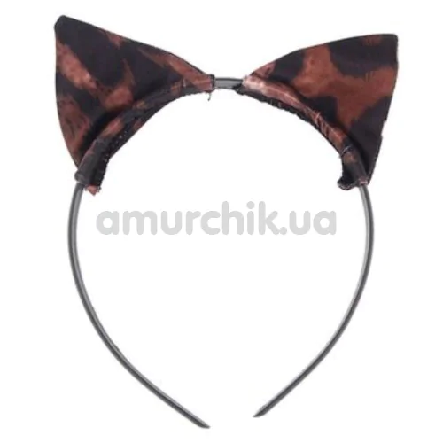 Костюм кошечки Star Night Playful Cat, леопардовый: бюстгальтер + трусики + пояс с гартерами + ушки