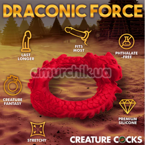 Эрекционное кольцо Creature Cocks Rise Of The Dragon, красное