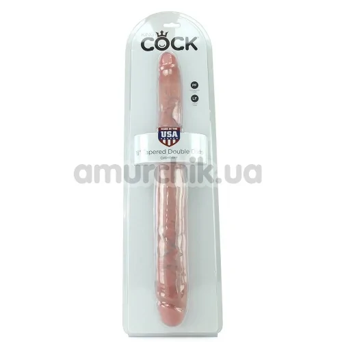 Двокінцевий фалоімітатор King Cock 16 Tapered Double Dildo, тілесний