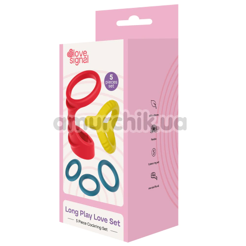 Набір з 5 ерекційних кілець Love Signal Long Play Love Set, різнокольоровий