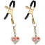 Зажимы для сосков с белым сердечком Liebe Seele Heart-Shaped Flowers Nipple Clamps, золотые - Фото №1