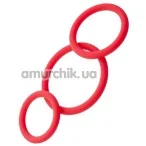 Набір з 3 ерекційних кілець Black & Red Cock Rings Set, червоний - Фото №1