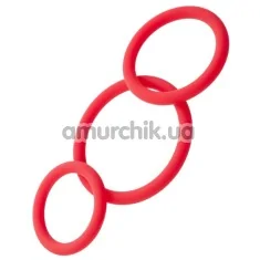 Набор из 3 эрекционных колец Black & Red Cock Rings Set, красный - Фото №1
