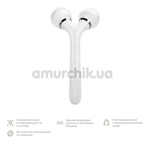 Ультразвуковий масажер Geske Sonic Facial & Body Roller 4 in 1, біло-срібний