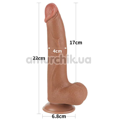 Фаллоимитатор Sliding-Skin Dual Layer Dong 8.5 с мошонкой, светло-коричневый