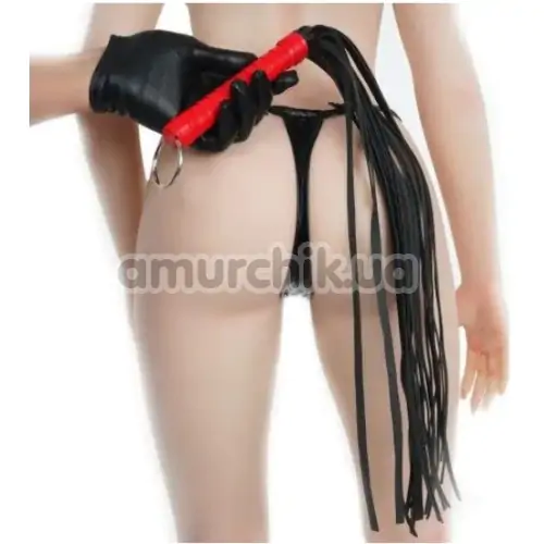 Флоггер DS Fetish Leather Flogger L, красно-черный