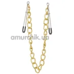 Затискачі для сосків з широком ланцюжком Lucky Bay Nipple Play Chain Heavy Metall, золоті - Фото №1