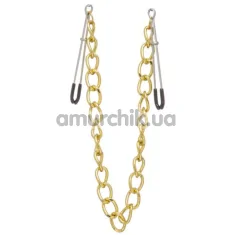 Затискачі для сосків з широком ланцюжком Lucky Bay Nipple Play Chain Heavy Metall, золоті - Фото №1