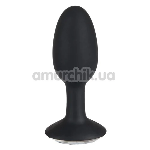 Анальна пробка з прозорим кристалом Diamond Silicon Plug, 8.5 см чорна