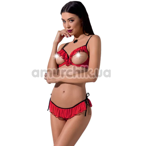Комплект Passion Free Your Senses Cherry, червоний: бюстгальтер + трусики-стрінги - Фото №1