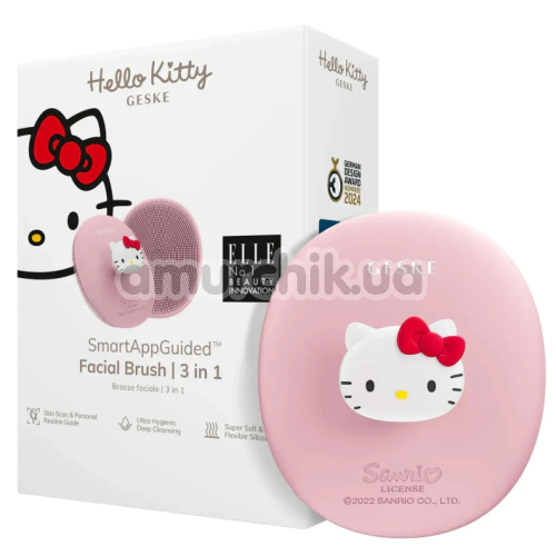 Щітка для обличчя з тримачем Geske Facial Brush 3 in 1 - Hello Kitty, рожева