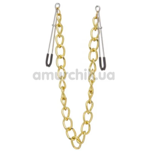 Затискачі для сосків з широком ланцюжком Lucky Bay Nipple Play Chain Heavy Metall, золоті - Фото №1