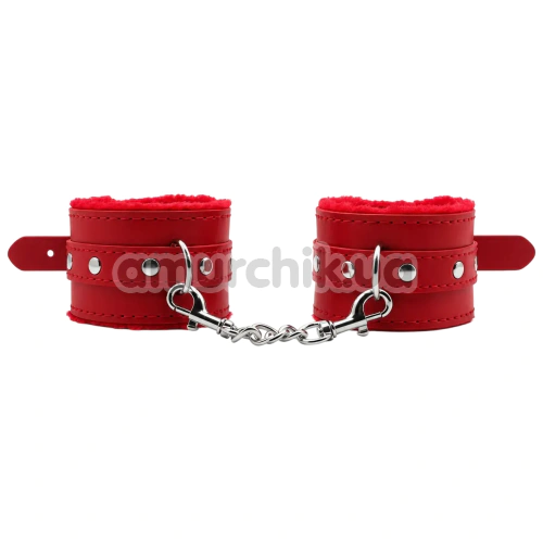 Фиксаторы для рук DS Fetish Furry Hand Restraints, красные