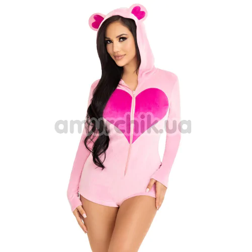 Комбинезон Leg Avenue Sweetheart Bear Velvet Romper, розовый - Фото №1