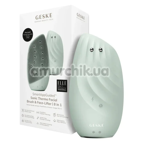 Щетка для лица Geske Sonic Thermo Facial Brush & Face-Lifter 8 in 1, зеленая