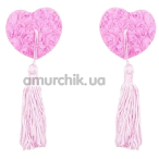 Прикраси для сосків у вигляді сердечок з китицями Heart Pasties With Tassel, рожеві - Фото №1