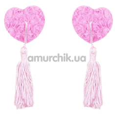 Украшения для сосков в виде сердечек с кисточками Heart Pasties With Tassel, розовые - Фото №1