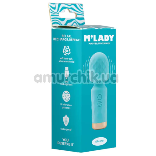 Универсальный вибромассажер M'Lady Mini Vibrating Wand, бирюзовый