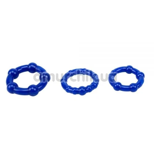 Набор из 3 эрекционных колец Get Lock Beaded Cockrings, синий