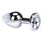 Анальна пробка з прозорим кристалом Loveshop Seamless Butt Plug S, срібна - Фото №1