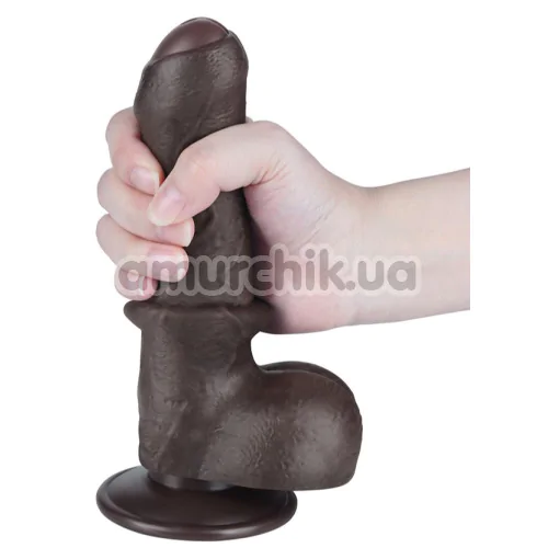 Фаллоимитатор Sliding-Skin Dual Layer Dong 7 с закрытой головкой, коричневый