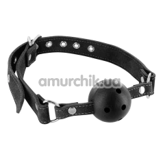 Кляп Fetish Tentation Premium Leather Gag With Stiff Ball, черный - Фото №1