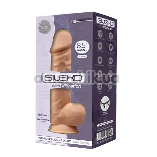 Вибратор Silexd Premium Silicone Dildo Model 1 Size 8.5, телесный