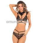 Комплект That's Rich Wireless Choker and Bra 2-Piece Set, чорний: бюстгальтер + трусики-стрінги - Фото №1