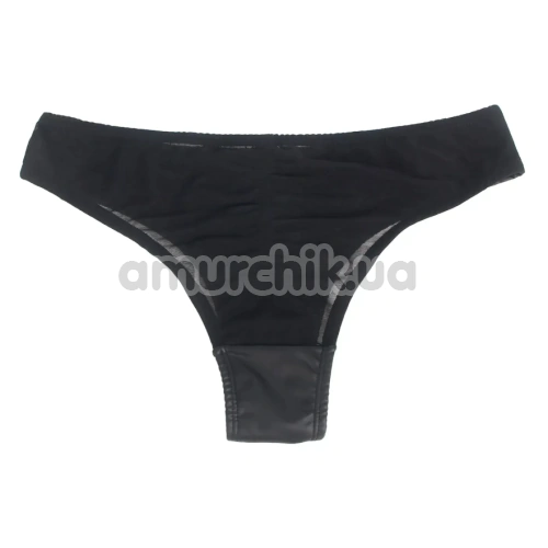 Трусики Star Night Wetlook Zipper Panties, чорні