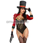 Костюм циркачки Leg Avenue Ravishing Ringmaster Bodysuit, красно-черный: боди + головной убор - Фото №1