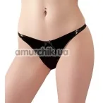 Трусики-стрінги Black Level Crotchless Vinyl String, чорні - Фото №1