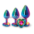 Набір анальних пробок Rear Assets 3pc Metal Heart Plug Kit, мультикольоровий - Фото №1