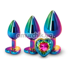 Набір анальних пробок Rear Assets 3pc Metal Heart Plug Kit, мультикольоровий - Фото №1