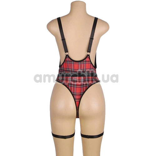Костюм студентки Star Night Sexy Student Bodysuit Costume Set, черно-красный: боди + гартеры