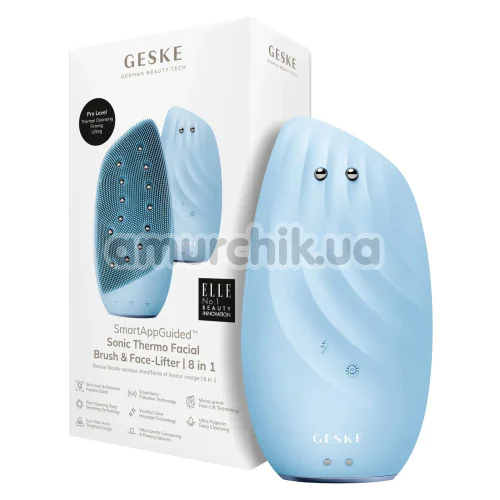 Щетка для лица Geske Sonic Thermo Facial Brush & Face-Lifter 8 in 1, голубая