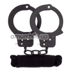 Бондажный набор BondX Metal Handcuffs & Love Rope, черный - Фото №1