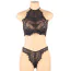 Комплект Star Night High-Neck Floral Eyelash Lace Set, чорний: топ + трусики - Фото №4