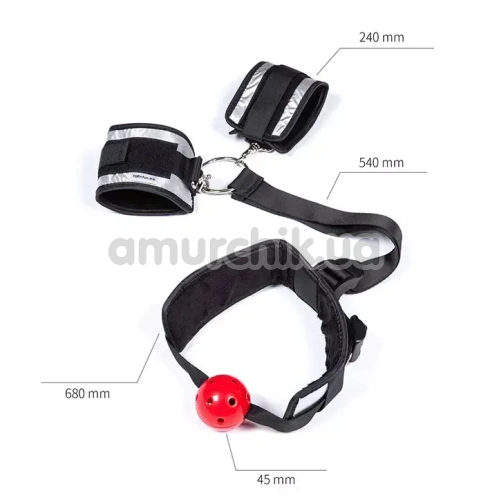 Бондажний набір Roomfun Ball Gag And Wrist Restraint Set, чорний