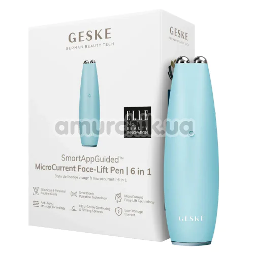 Микротоковая ручка для подтяжки кожи лица Geske MicroCurrent Face-Lift Pen 6 in 1, бирюзовая